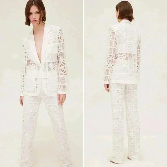 Alexis Harlie Jacket White French Cut Lace Blazer Size Small - Picture 16 of 16